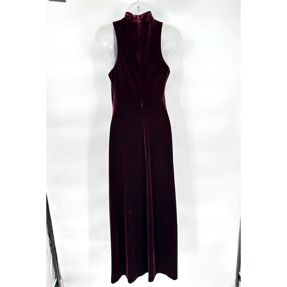 Vintage Y2K Red Velour Mock Neck Beaded Maxi Dress Size S Whimsygoth Fairy Prom - Picture 4 of 8